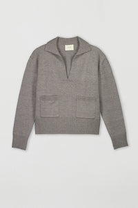 CAMILA COLLAR SWEATER - GREY MARLE