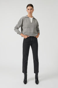 CAMILA COLLAR SWEATER - GREY MARLE [FINAL SALE]