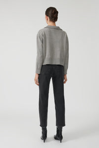 CAMILA COLLAR SWEATER - GREY MARLE