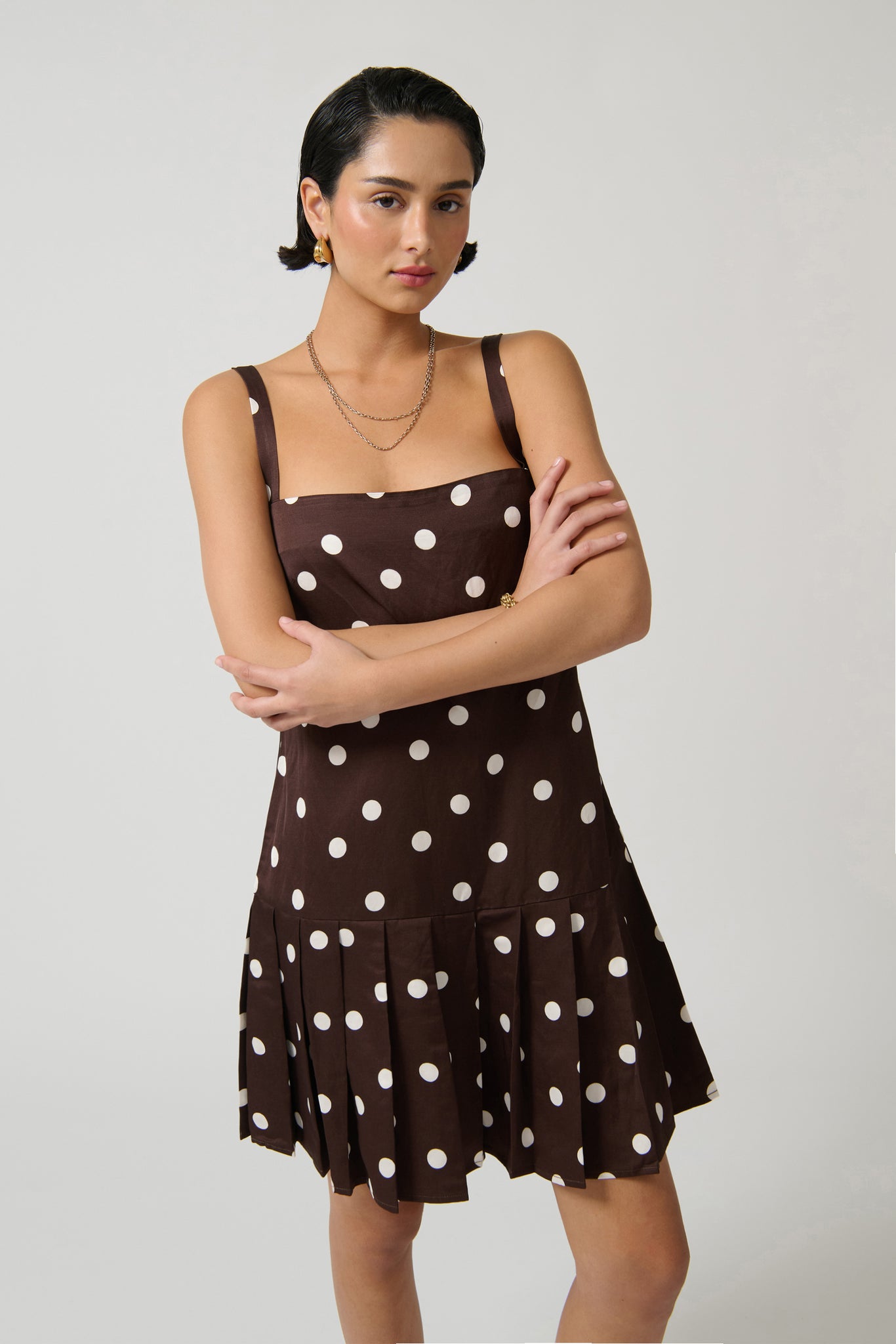 VERA DRESS - CHOC/WHITE [FINAL SALE]