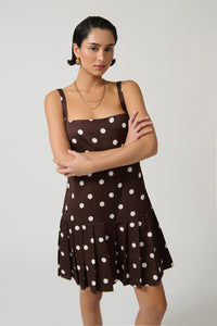 VERA DRESS - CHOC/WHITE [FINAL SALE]