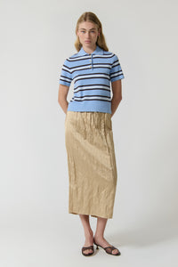 ELVIRA POLO TOP - BLUE STRIPE