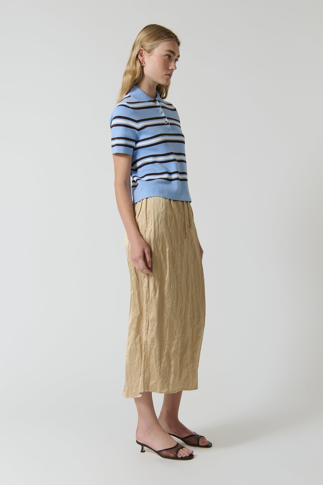 ELVIRA POLO TOP - BLUE STRIPE