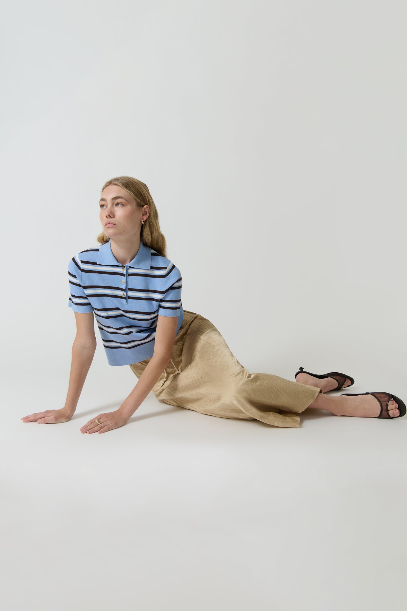 ELVIRA POLO TOP - BLUE STRIPE