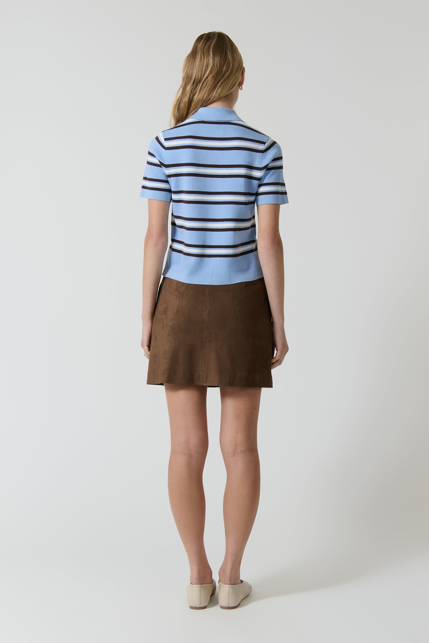ELVIRA POLO TOP - BLUE STRIPE