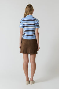 ELVIRA POLO TOP - BLUE STRIPE