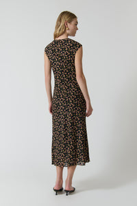 ZOE SILK DRESS - BLACK ROSE