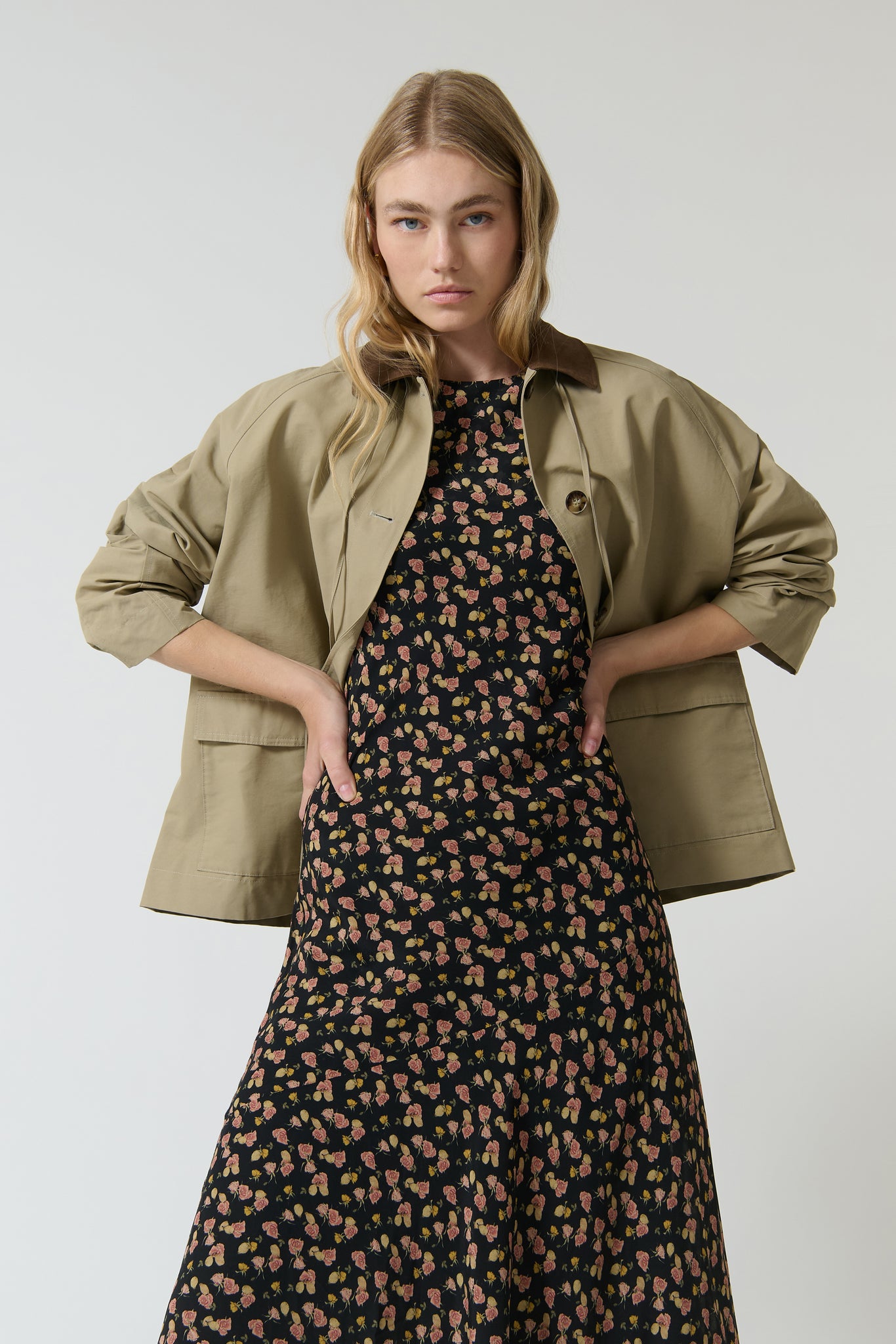 ZOE SILK DRESS - BLACK ROSE