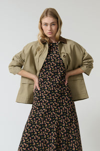 ZOE SILK DRESS - BLACK ROSE