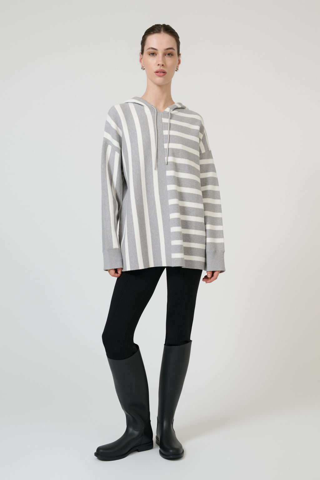 SALOME SWEATER - GREY MARLE STRIPE – ONTE