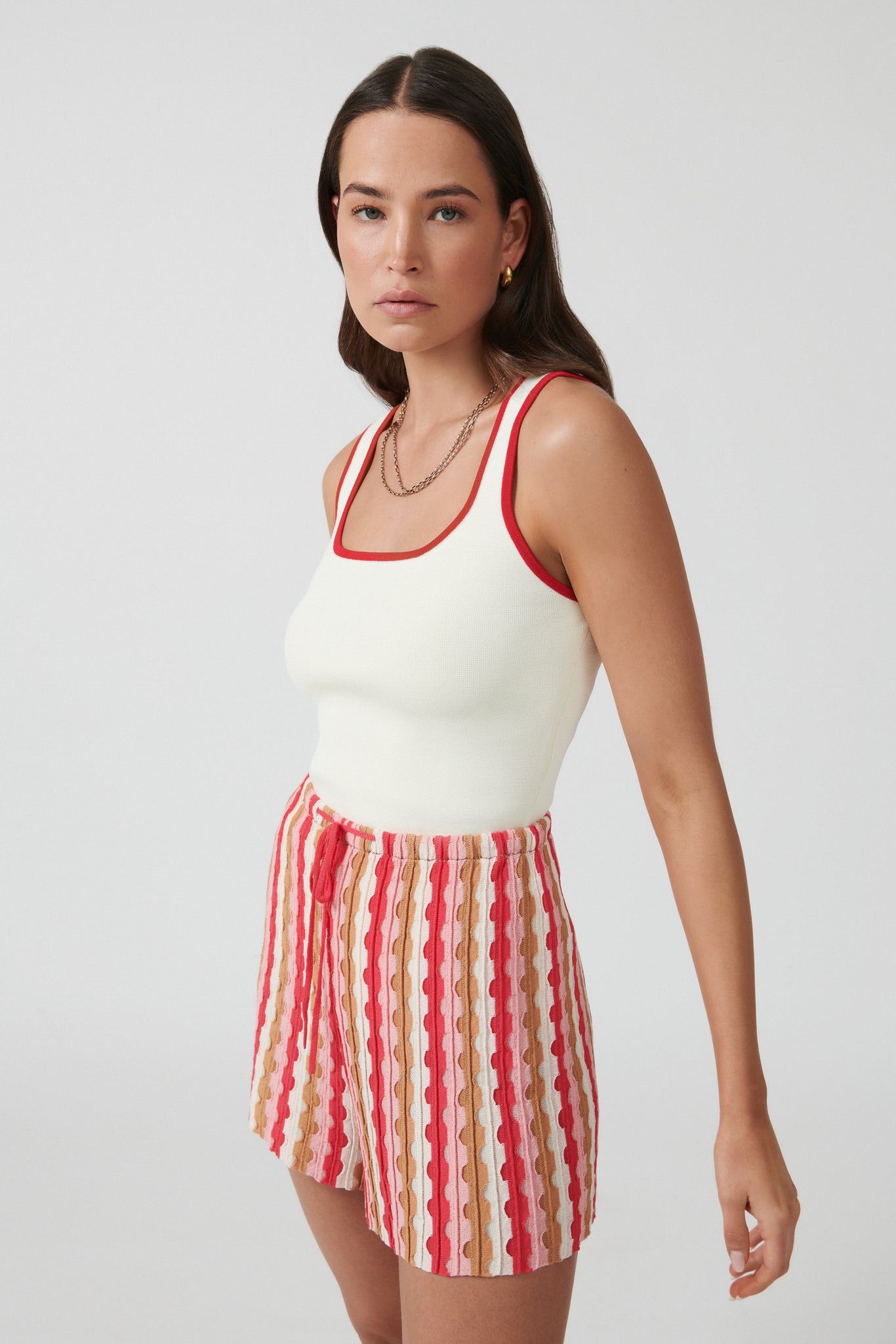 ANDREA REVERSE TANK - IVORY/RED