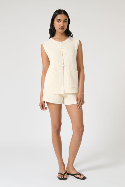 ワンピース yilon SS CLASSIC GILET DRESS / IVORY ODELIA GILET - IVORY – ONTE